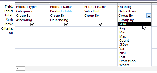 Setting the Totals calculation to Sum