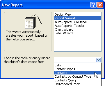 Select Table/Query To Be Used In Report