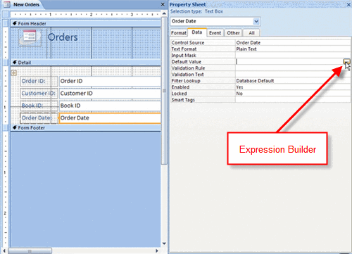 Order Date Properties on New Orders Form