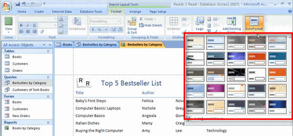 Report AutoFormats