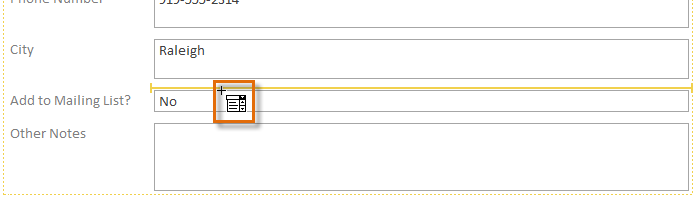 Selecting the location of the new combo box