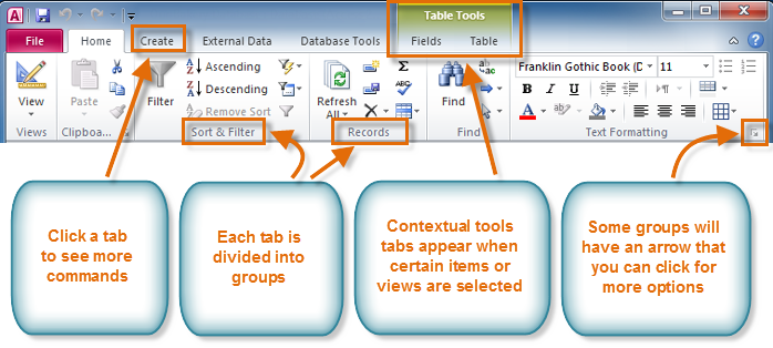 The Ribbon in Access 2010