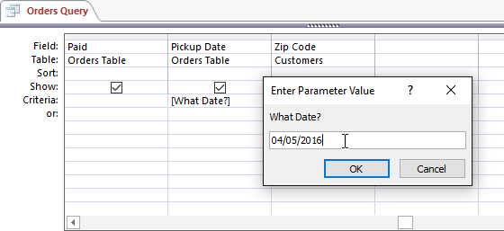 Running a parameter criteria