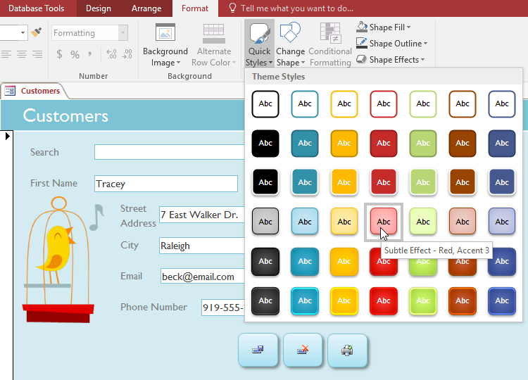 Making additional modifications with tools on the Format tab