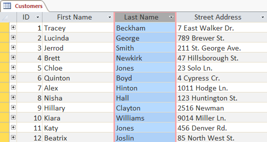 Fields and field names