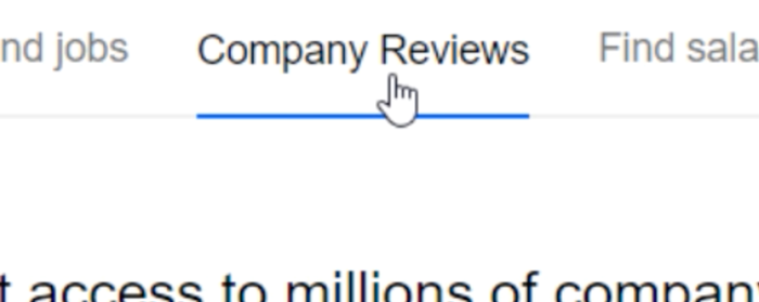 clicking company reviews button