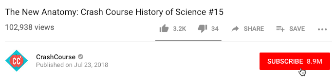 screenshot of YouTube's Subscribe button
