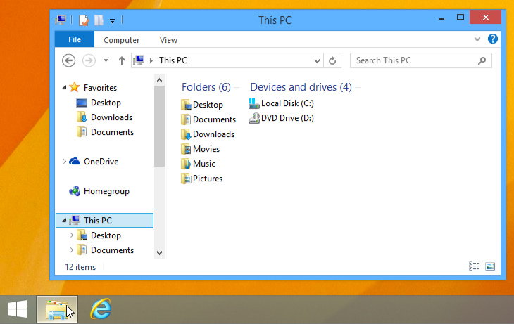 screenshot of Windows 8