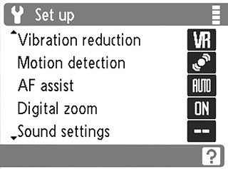 Viewing some of the features in the camera's menus