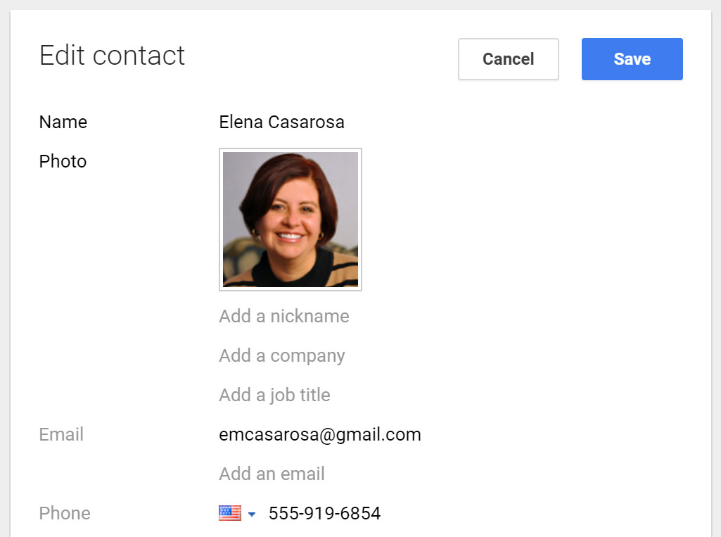 Adding contacts in Gmail