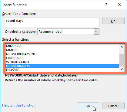 Selecting a function