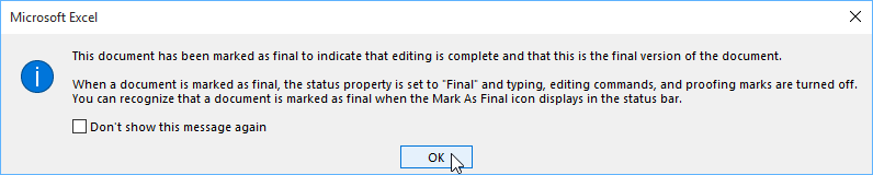 Clicking OK