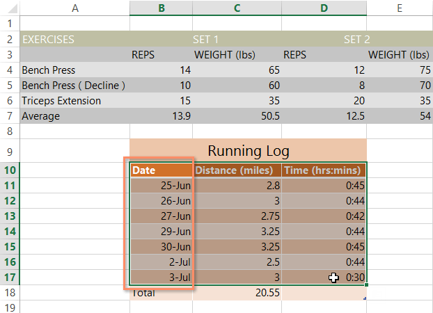 Sorting a range