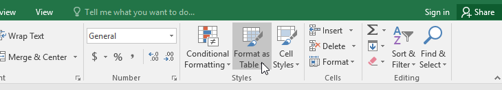 format as table command