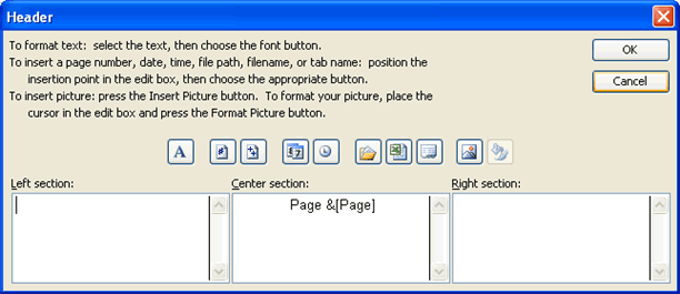 Custom Header Dialog Box