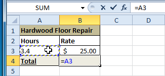 Clicking cell A3