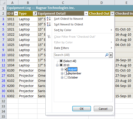 Selecting filter data