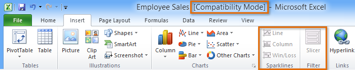 Screenshot of Excel 2010