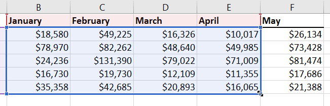 Screenshot of adjusting a data range