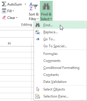 Screenshot of Excel 2013