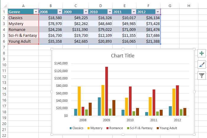 Screenshot of Excel 2013