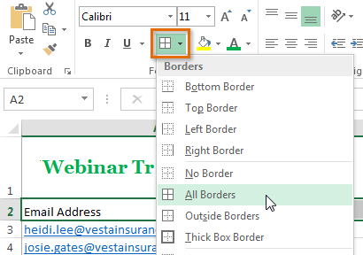 Screenshot of Excel 2013