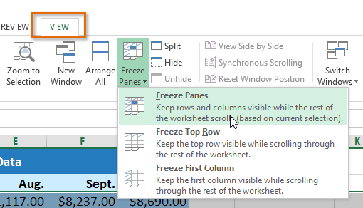 Screenshot of Excel 2013