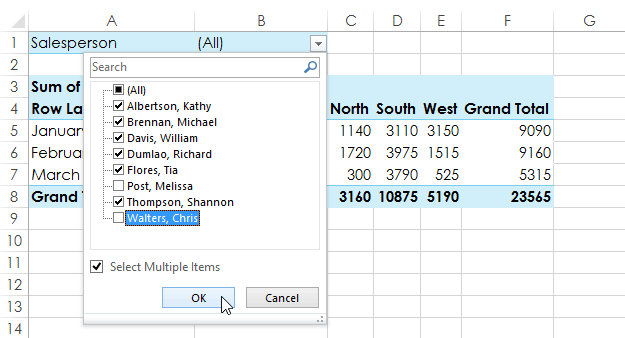 Screenshot of Excel 2013