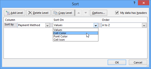 Screenshot of Excel 2013