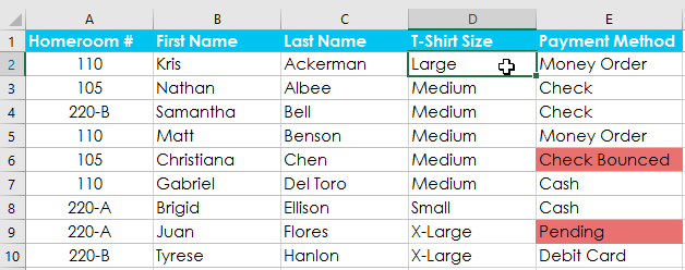 Selecting cells