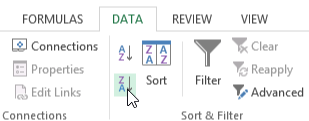 screenshot of excel 2013