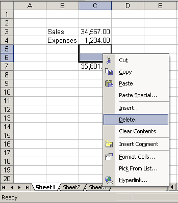 Delete Selection on the Shortcut Menu