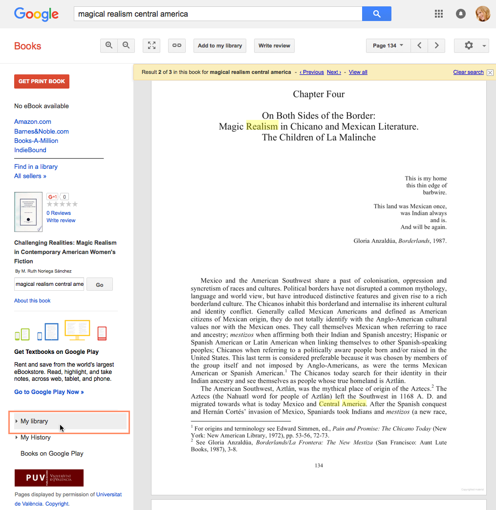 selecing My Library in Google Books