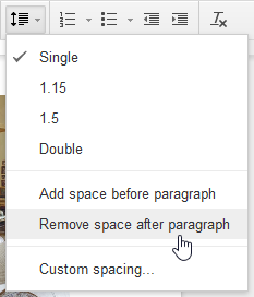 Removing space before a paragraph