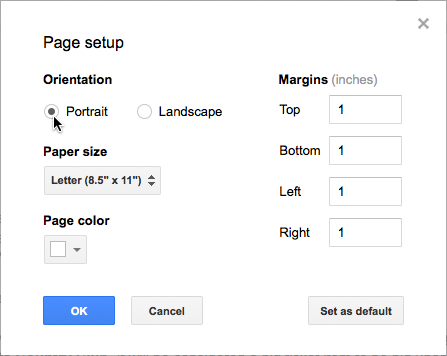 Choosing the Page Orientation