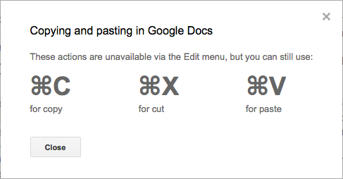 Viewing the Keyboard shortcuts