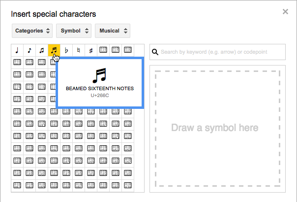 Selecting a symbol