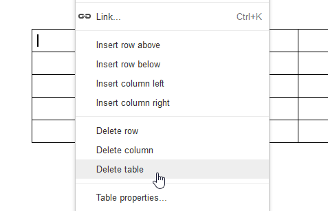 Deleting the table