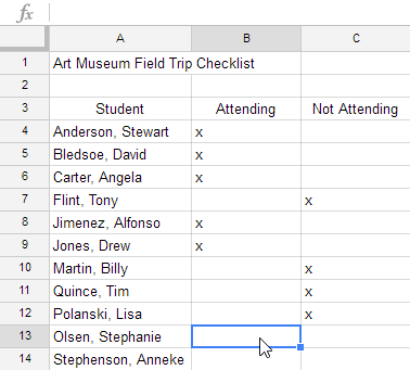 Selecting a cell