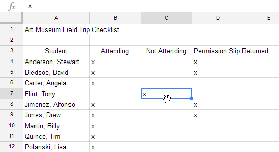 Selecting a cell to drag and drop