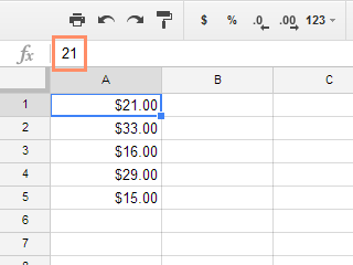 The actual value in the formula bar