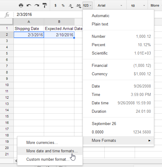 More date and time formats