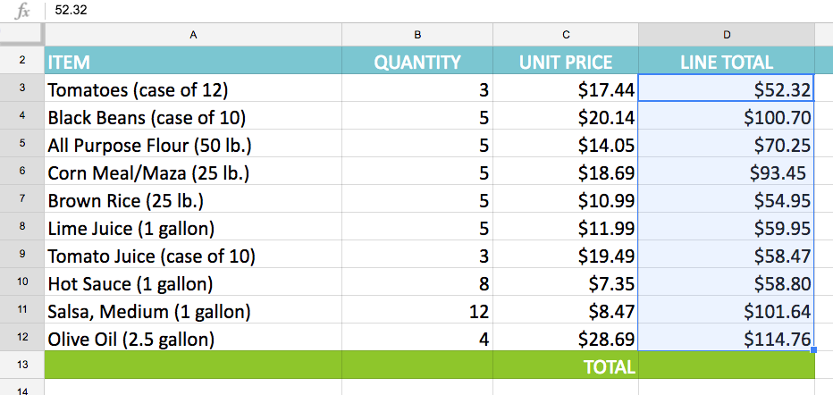 Selecting a range of cells