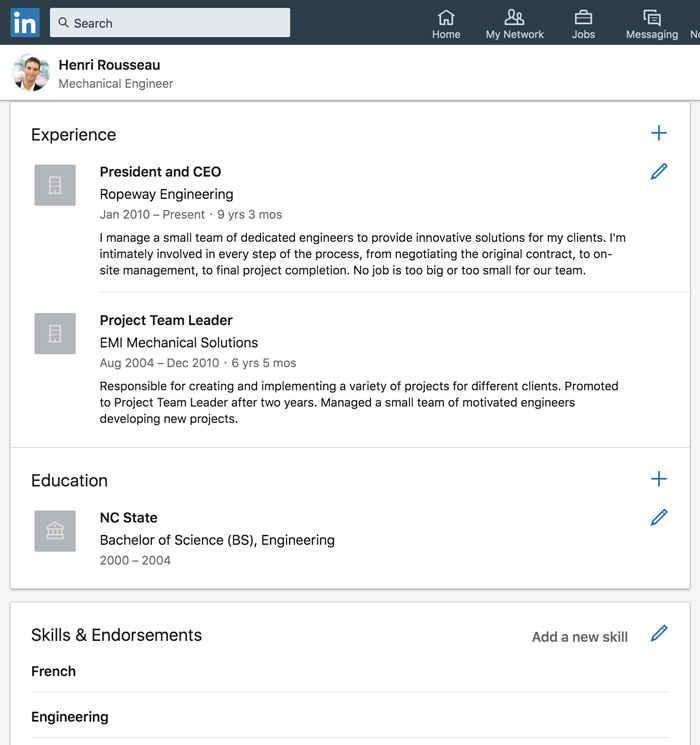 A screenshot of a LinkedIn profile.