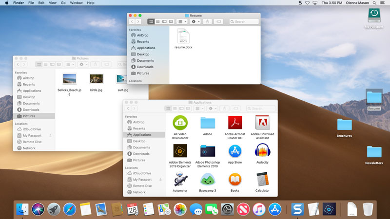 labeled screenshot of the macOS desktop