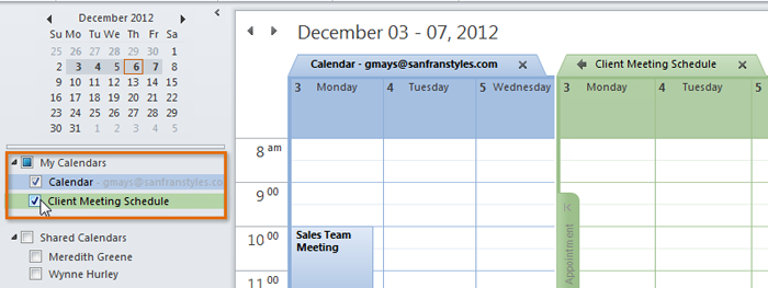 Screenshot of Microsoft Outlook 2010