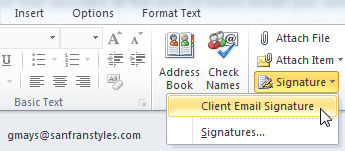 Screenshot of Microsoft Outlook 2010