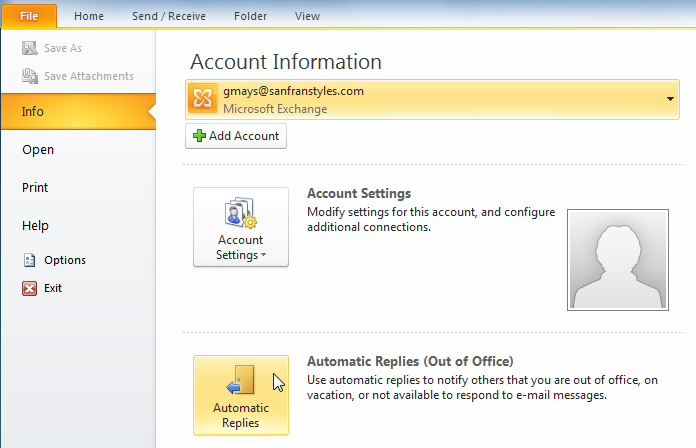 Screenshot of Microsoft Outlook 2010