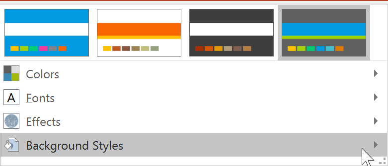 selecting Background Styles