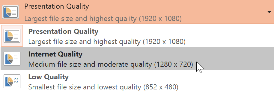 choosing a presentation quality